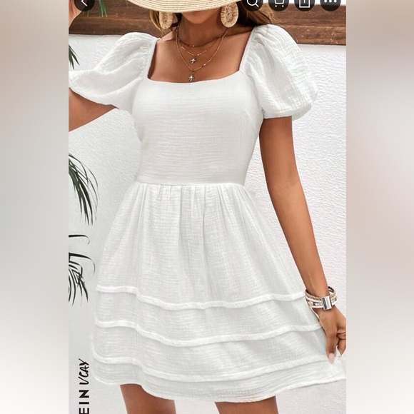 NWT - White dress 
Short Sleeve
Backless-Tie Back
High Waist 
100% Cotton - Picture 4 of 6